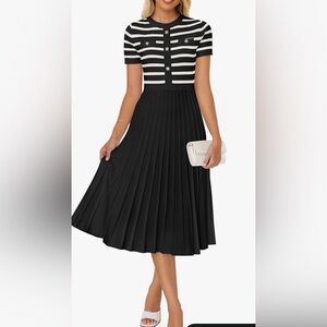 Zesica Ribbed Knit Striped Two Dresses - Medium